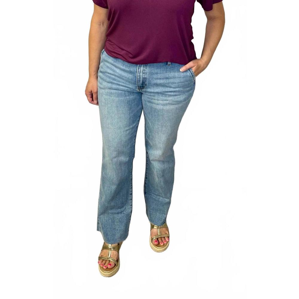 NEW KUT FROM THE KLOTH women's kelsey mid rise ankle flare jeans in denim